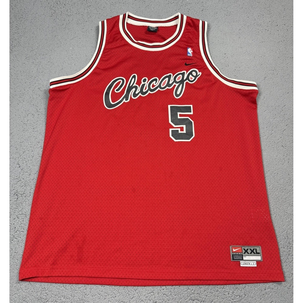 VTG‎ Nike Chicago Bulls Jalen Rose Jersey Mens 2XL Red Script NBA Basketball 5